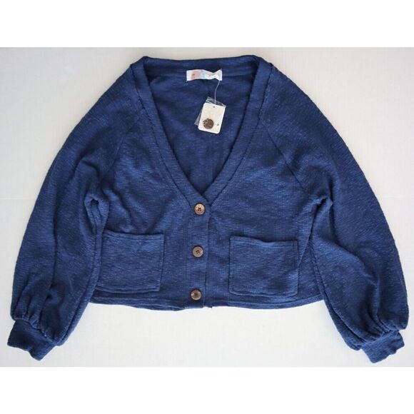 Free People Beach OB1102007 Women Sz XS Dark Blue Oasis L/S Top & Short Set - Picture 2 of 14